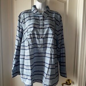 Chaps Woman’s Blue and White Striped Shirt NWT Sz 3x
